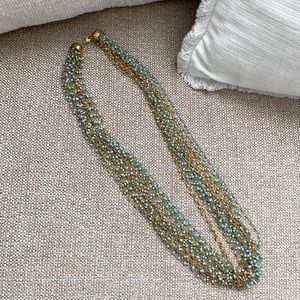 NWOT Gold and Turquoise Gathered Chain Necklace